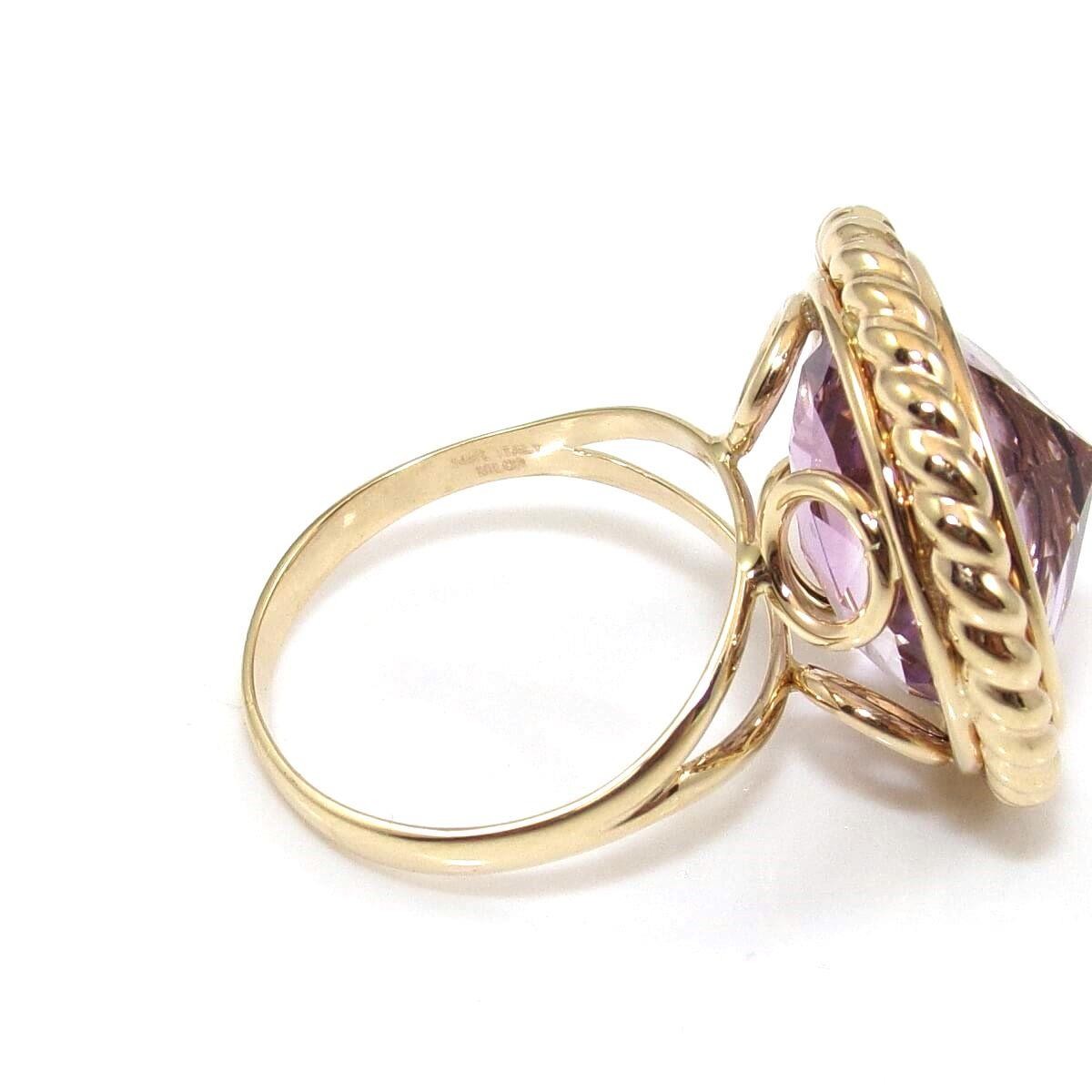 Milor Italy 14K Yellow Gold Purple Amethyst Dome Cocktail Ring Size 7.5