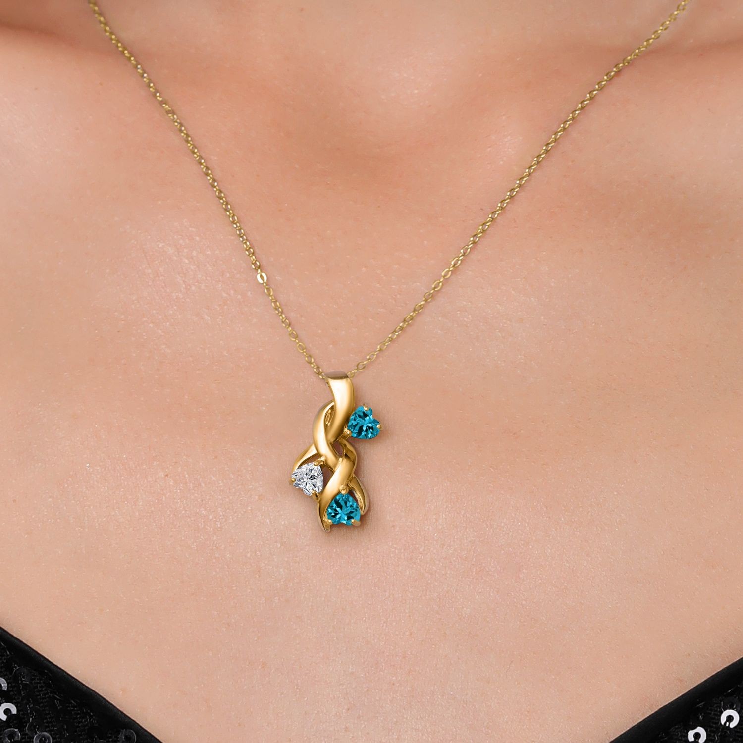 1.54 Ct Lab Grown Diamond London Blue Topaz 18K Yellow Gold Plated Silver