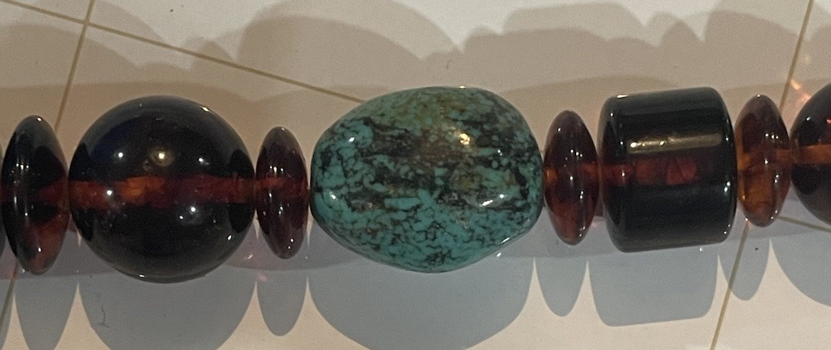 Jay King “Mine Finds” Amber and Turquoise Bead Sterling Silver Necklace, 18″