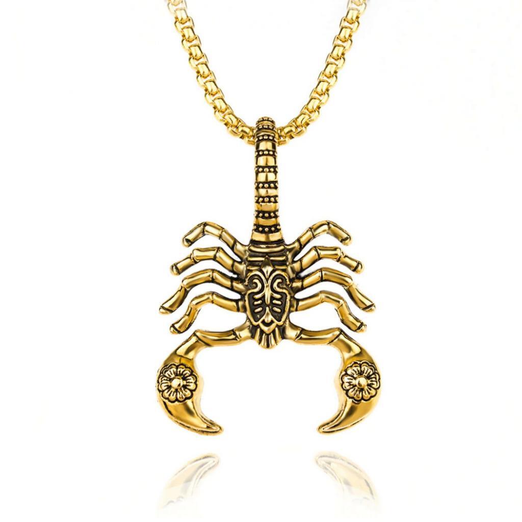 SCORPION NECKLACE 2″ Metal Pendant Gold Silver or Black Men Women Scorpio Zodiac