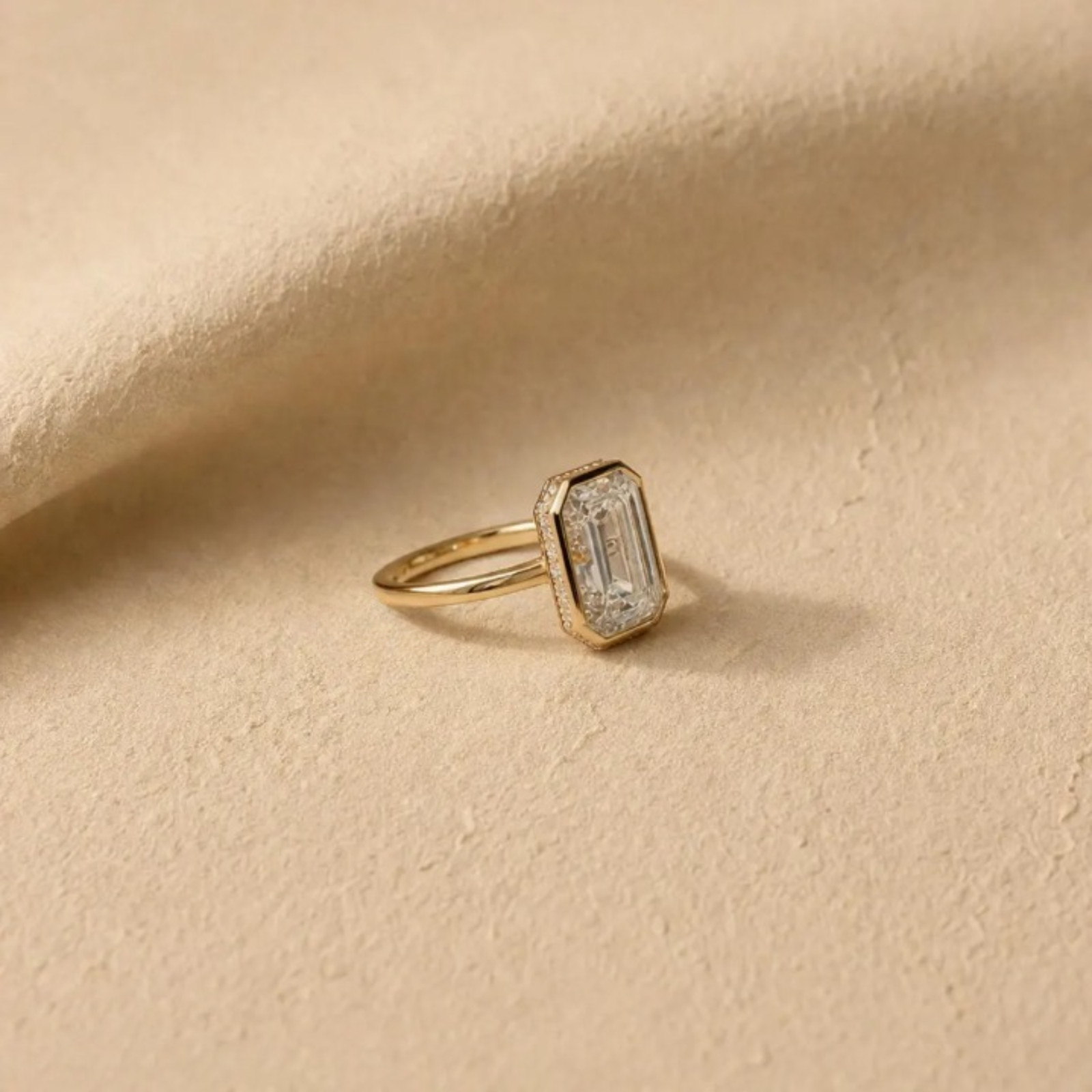 3 Carat Emerald Cut Lab Grown Diamond Engagement Ring | 14k Yellow Gold VVS VS