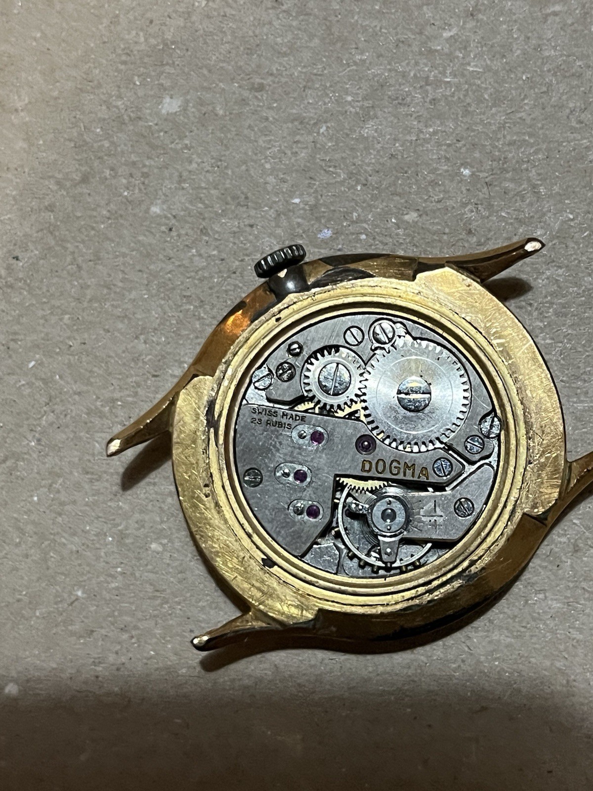 Dogma Prima Vintage Wristwatch 10m . Gold Plated 23 Jewels Not Working .