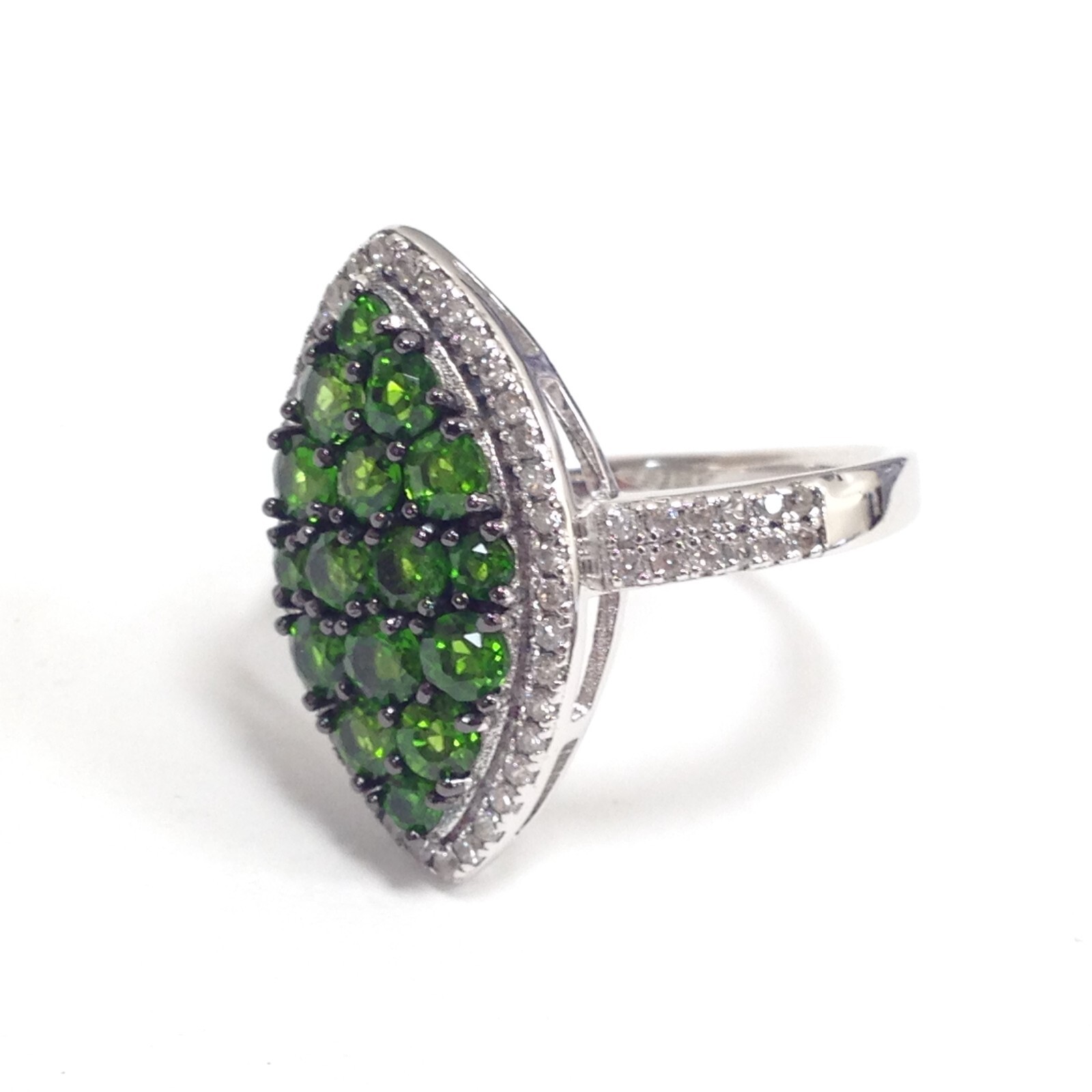 FZN Fuzion Creations Sterling Silver Green Chrome Diopside Cluster Ring Sz 11.75