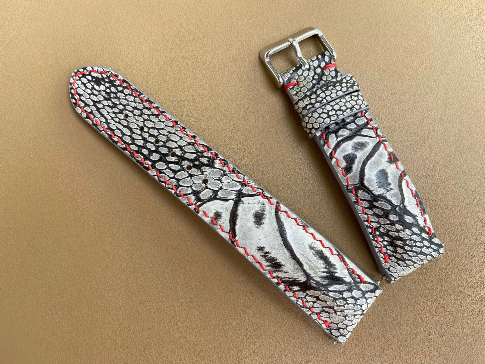 Gray Ostrich Leather Watch Strap Band, Size 18mm 19mm 20mm 21mm 22mm 24mm 26mm