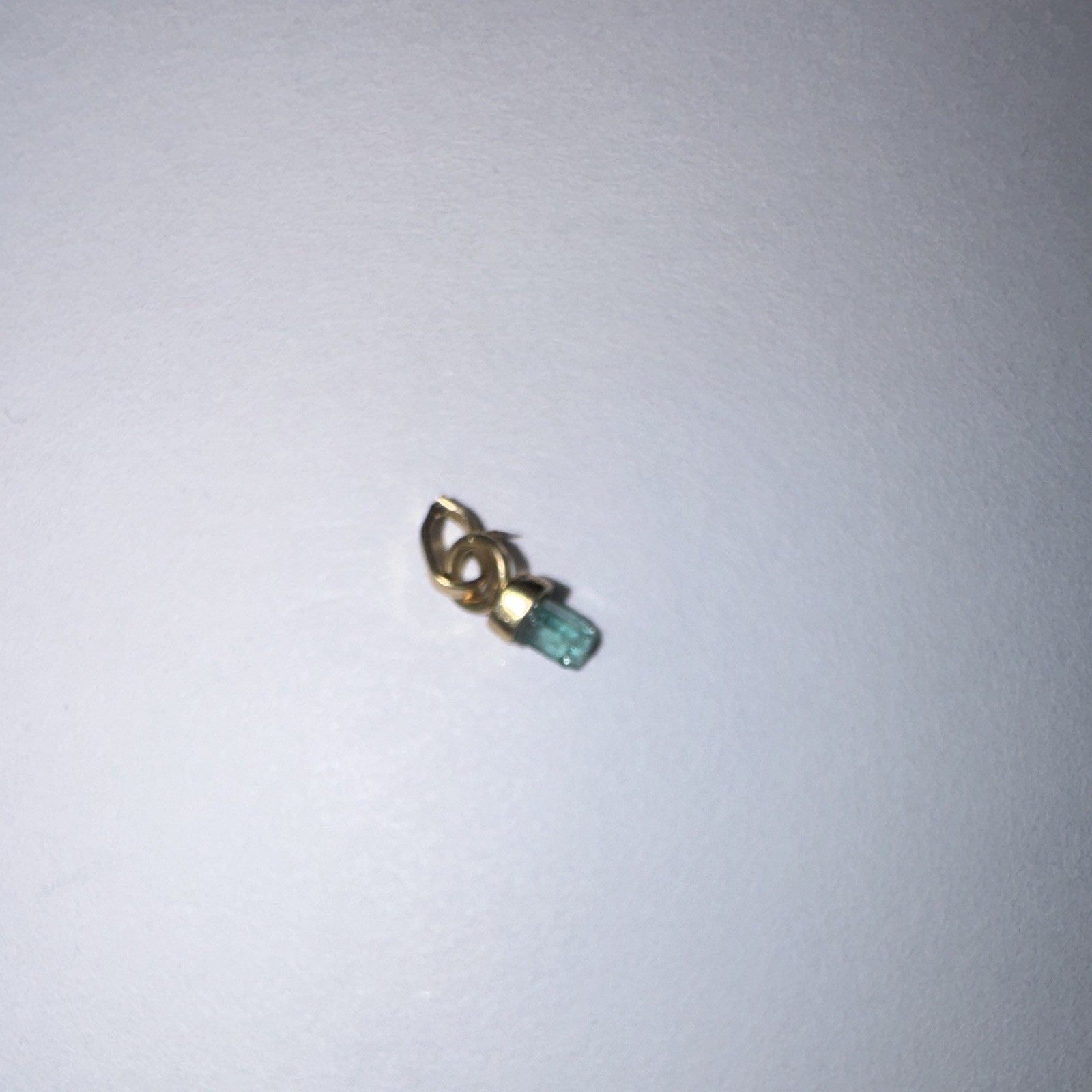 Green Rectangular Stone Bar Pendant Charm w/ Gold Tone Cap, 13.7 mm, 1 Stone