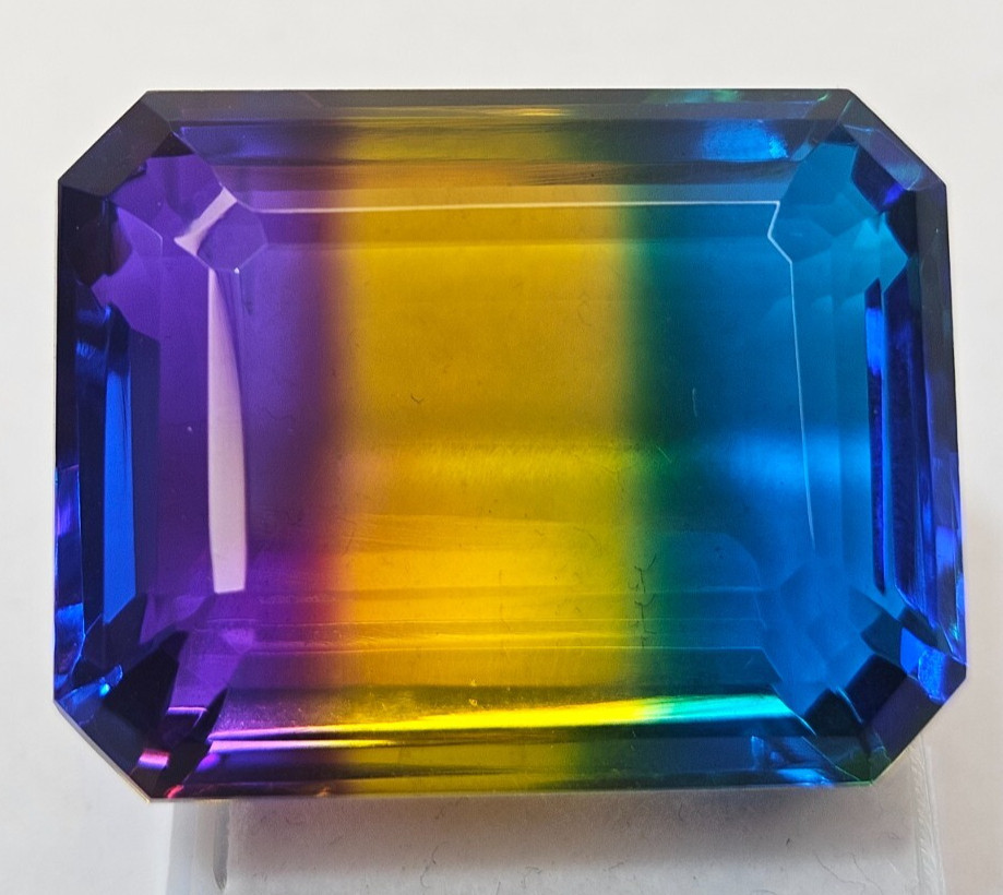 Tourmaline Bi-Colour 100+ Ct Emerald Cut Natural Certified Loose Gemstone