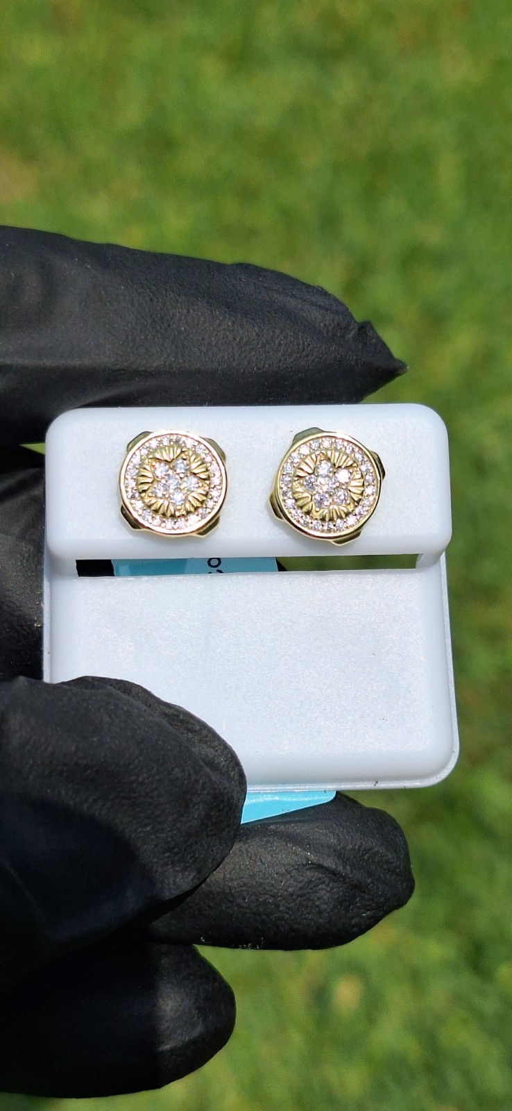 Real Moissanite Stud Earrings 925 Sterling Silver Iced Out Cluster Screwback Men