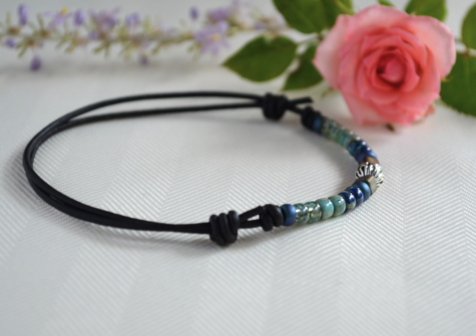 Multi-Color Bead Leather Anklet Beaded Ankle Bracelet Women’s Ankle Jewelry