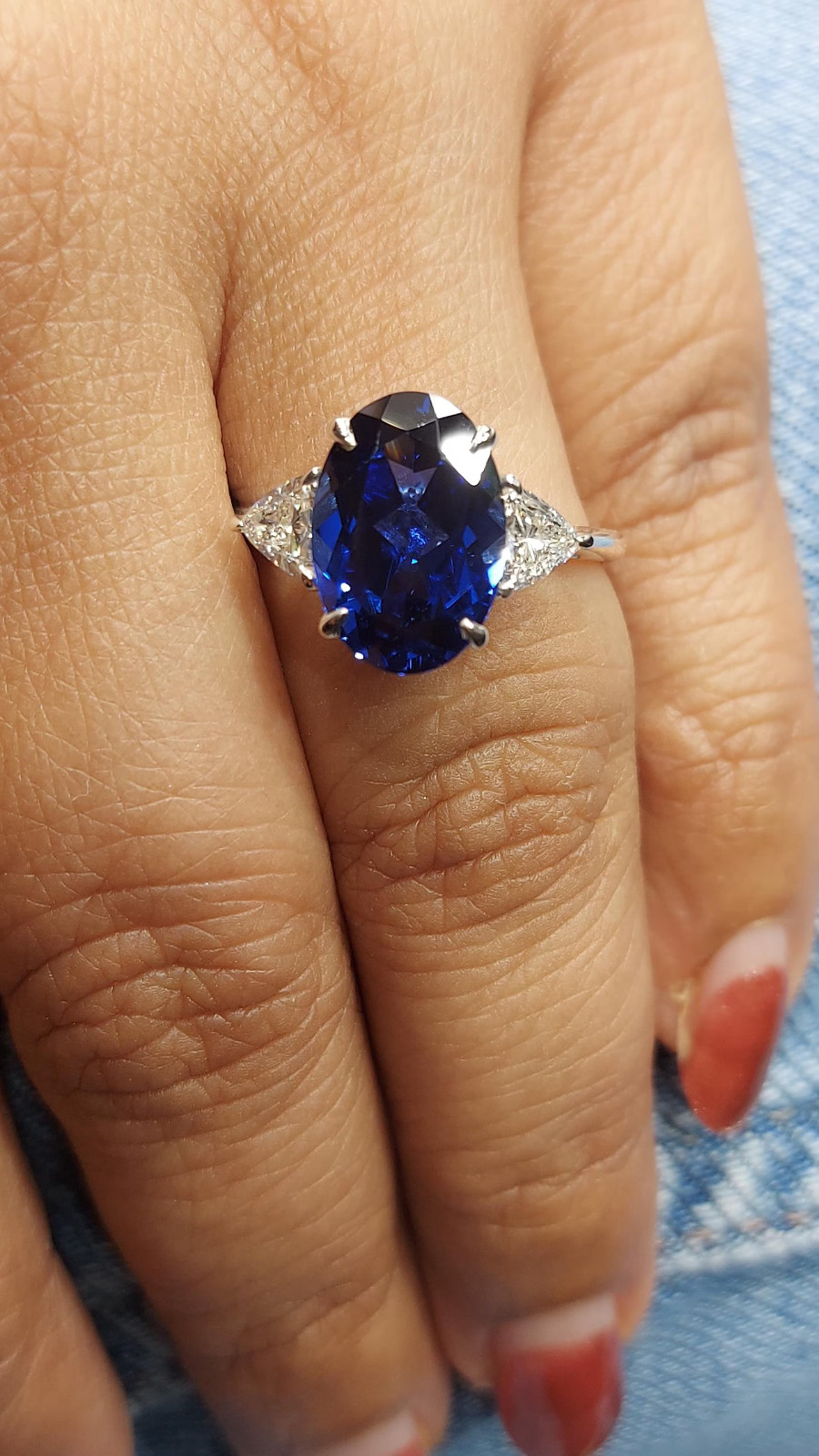 6.00 Ct Oval Cut Natural Sapphire Diamond Engagement Ring 14K Solid White Gold 8