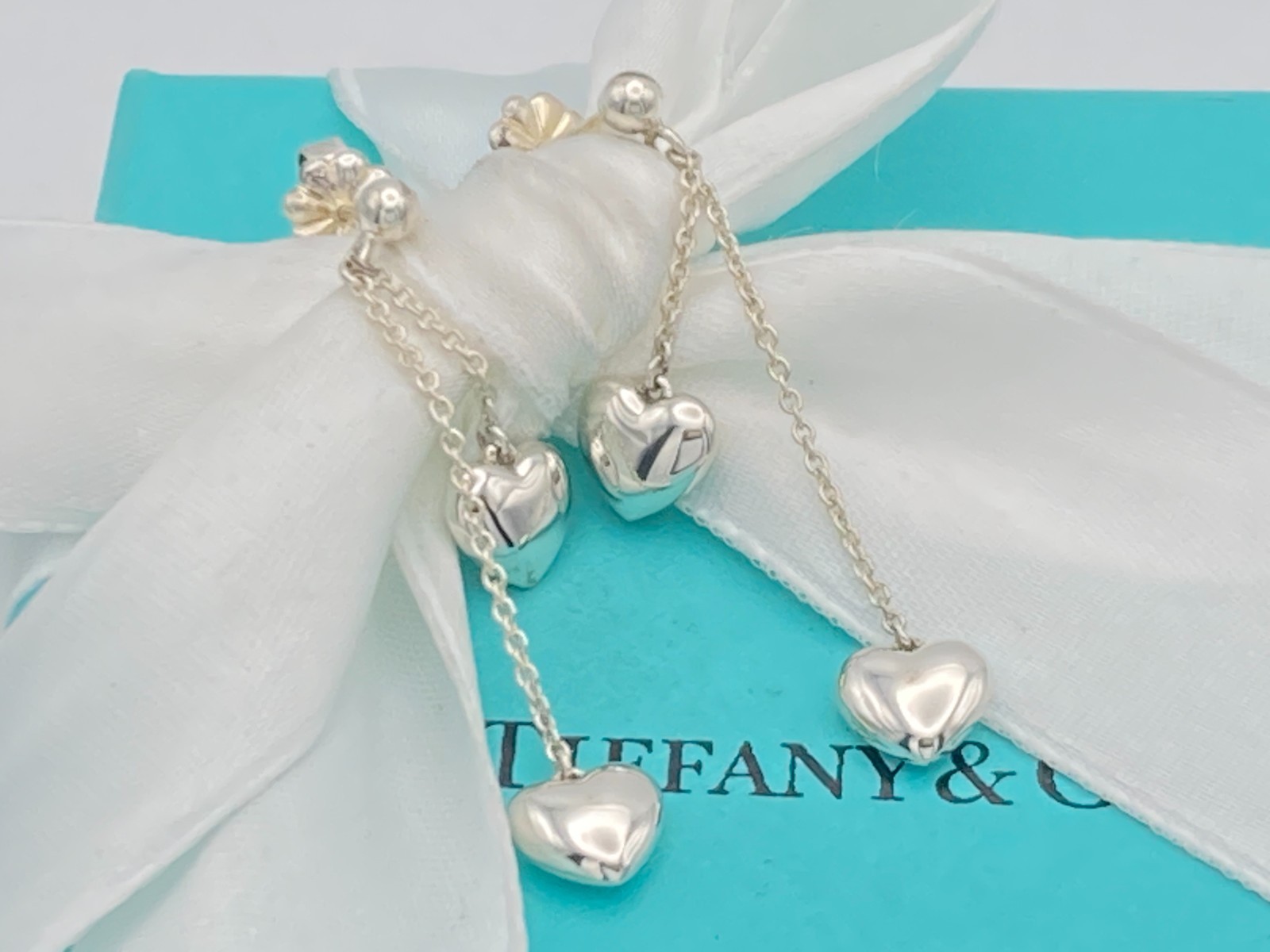 Tiffany & Co. Double Heart Drop Dangle Earrings 3.9g