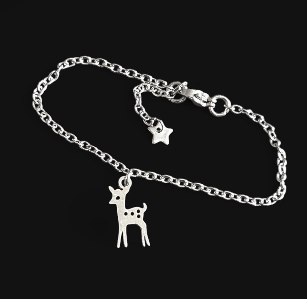 handcrafted stainless steel chain deer bracelet (16cm length)