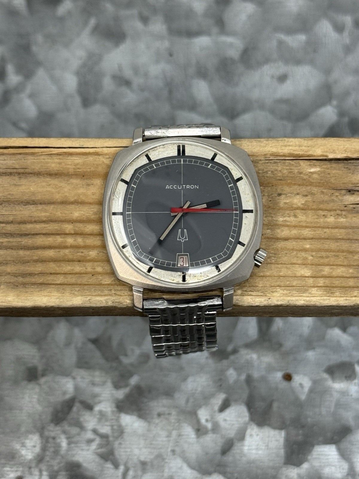 1972 BULOVA ACCUTRON CK 2181 Tuning Fork Watch, Serviced, Clean, Foster Band
