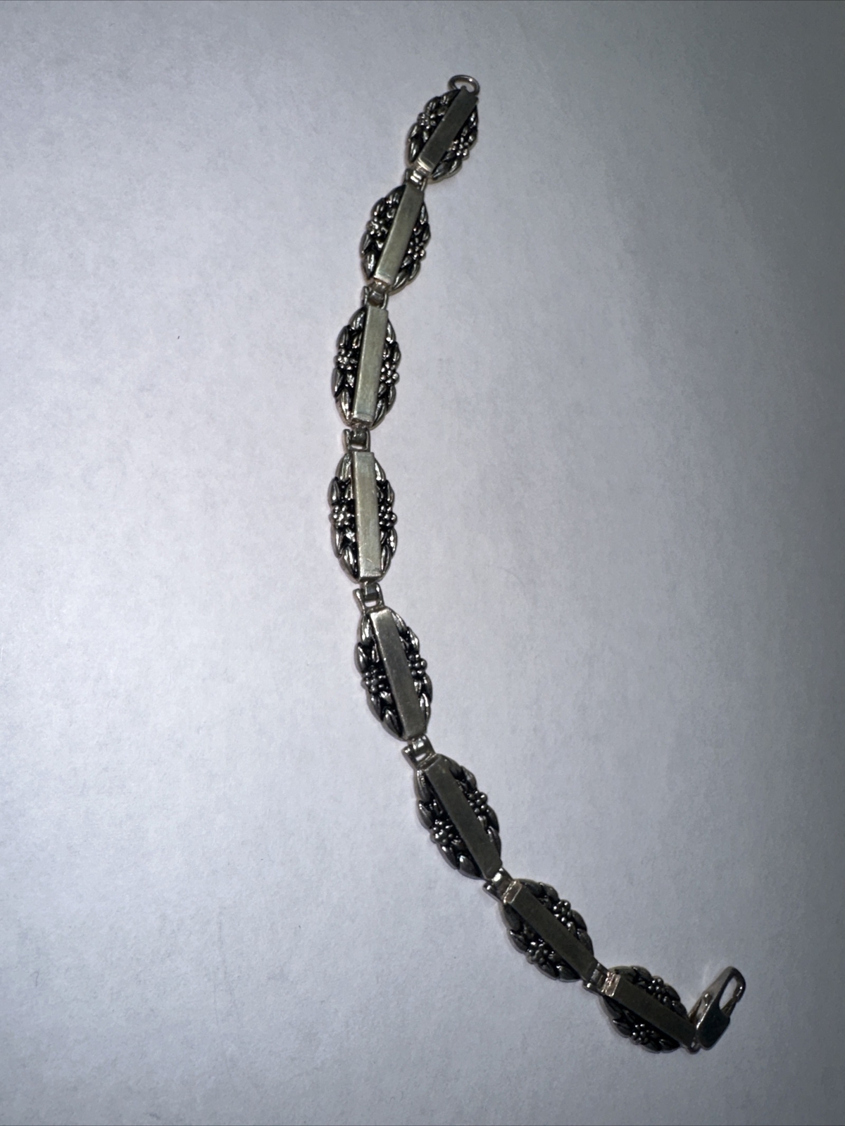 vintage JCF Bracelet – Retro Sterling Silver Flower Engraved Names –
