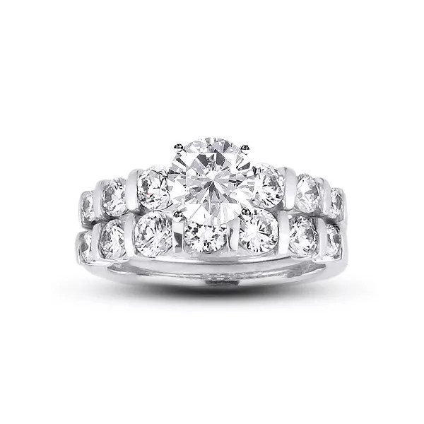 Solid Platinum Side Stone Engagement Ring 4.90 CT Round Lab-Grown Diamond H VS2