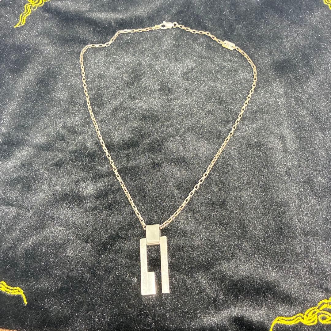 GUCCI G Logo Plate Necklace, Silver 925, Stamped