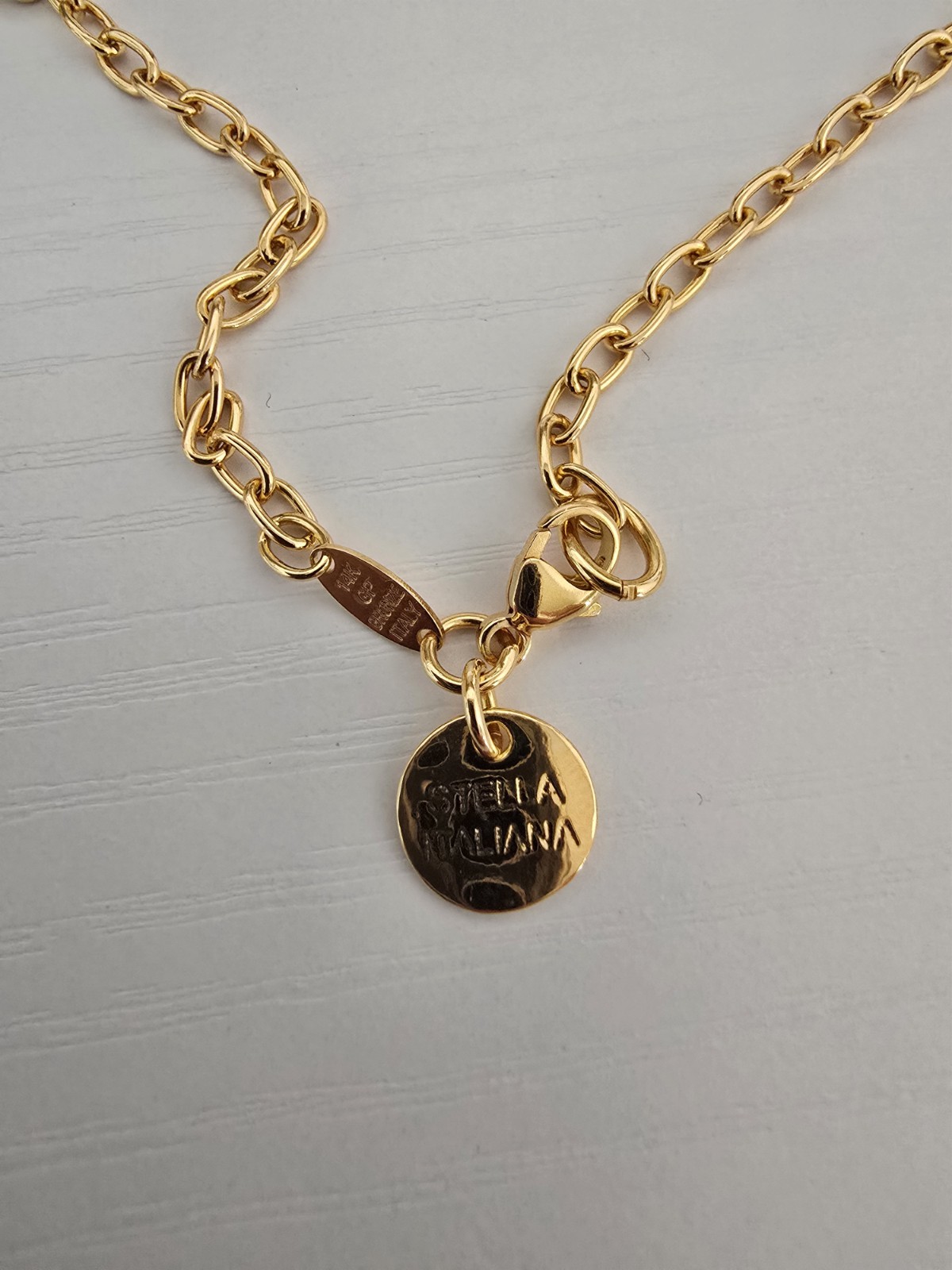 Italy Stella Italiana 14K GP Bronze Circle of Love Large Pendant Necklace 24g