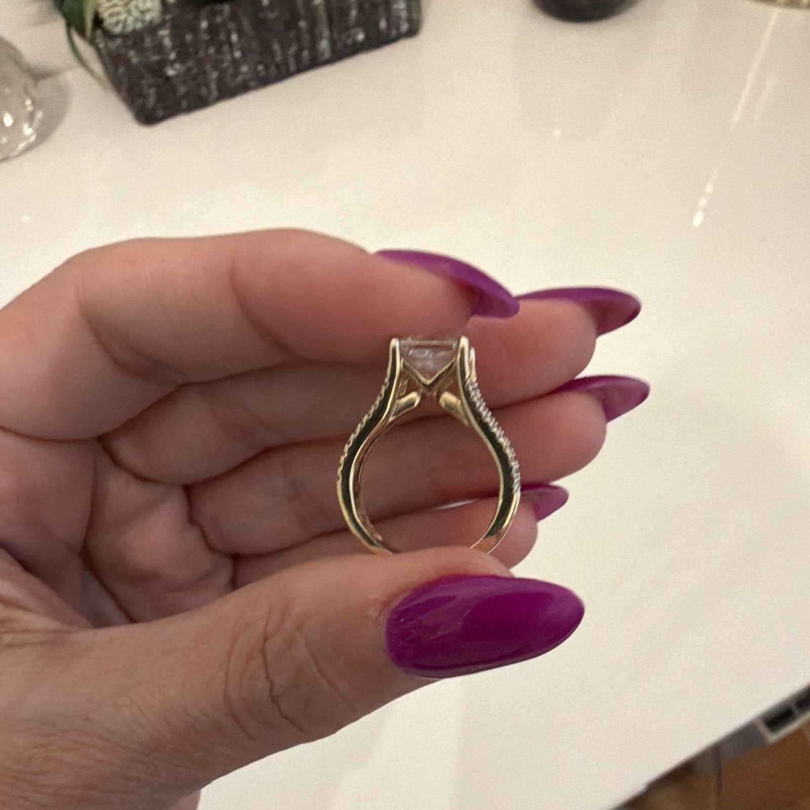 2.02ct Lab Grown Princess Diamond Ring 14K Yellow Gold E/VVS2 IGI 7