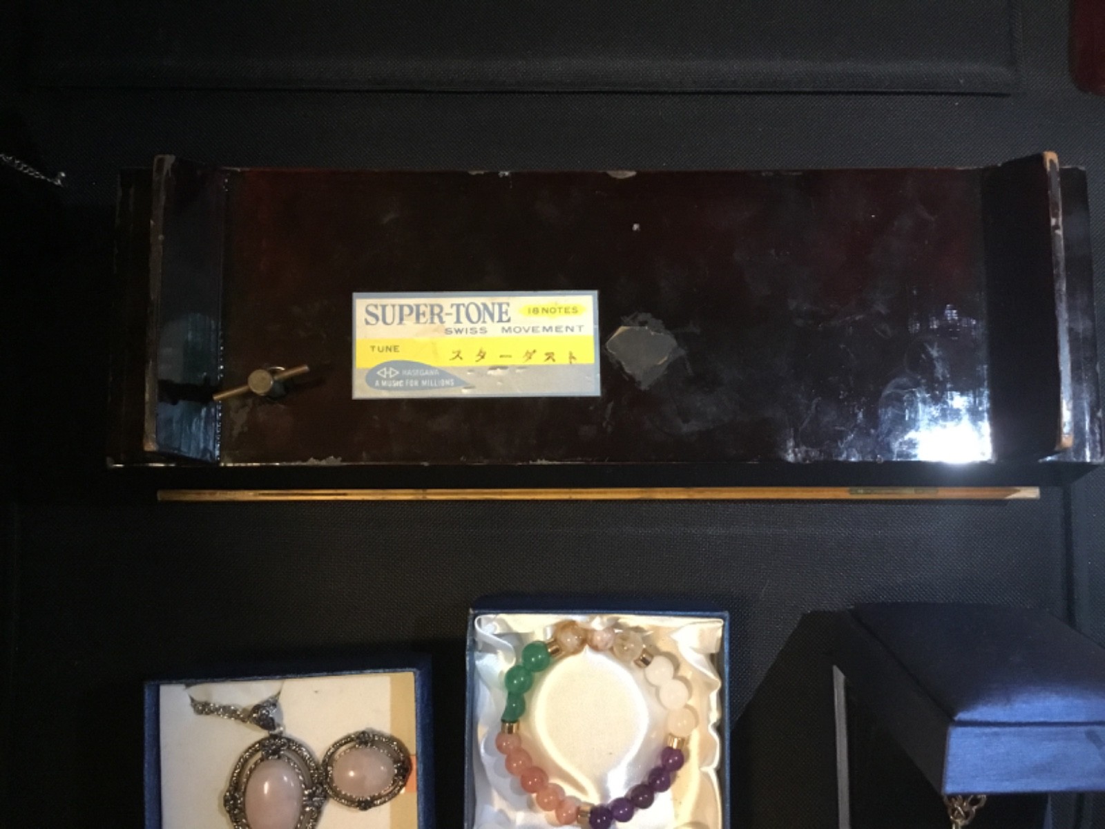 womens costume jewelry lot with musical box…