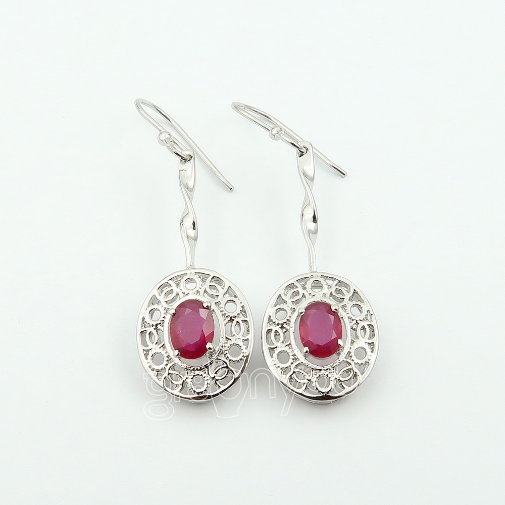 gr8onyou 100% Natural RUBY Elegant Pure Sterling Silver Earrings