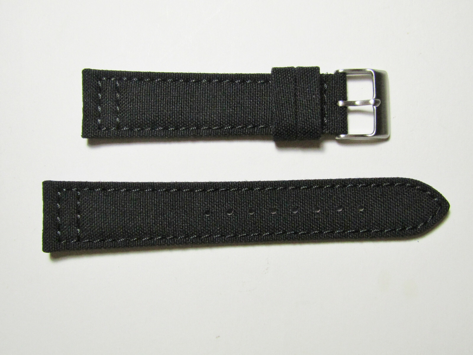 20mm Hadley-Roma MS850 Mens Black Cordura Canvas Watch Band Strap