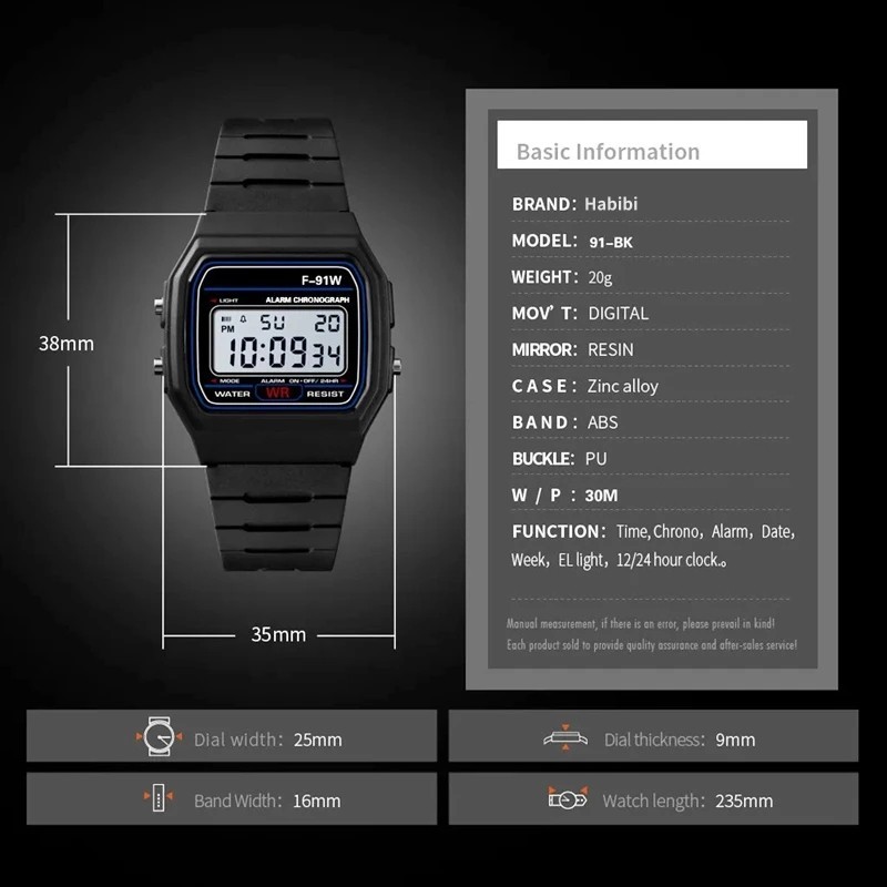 Classic Digital Quartz Wristwatch LED Resin Band Unisex Casual Sport Colors