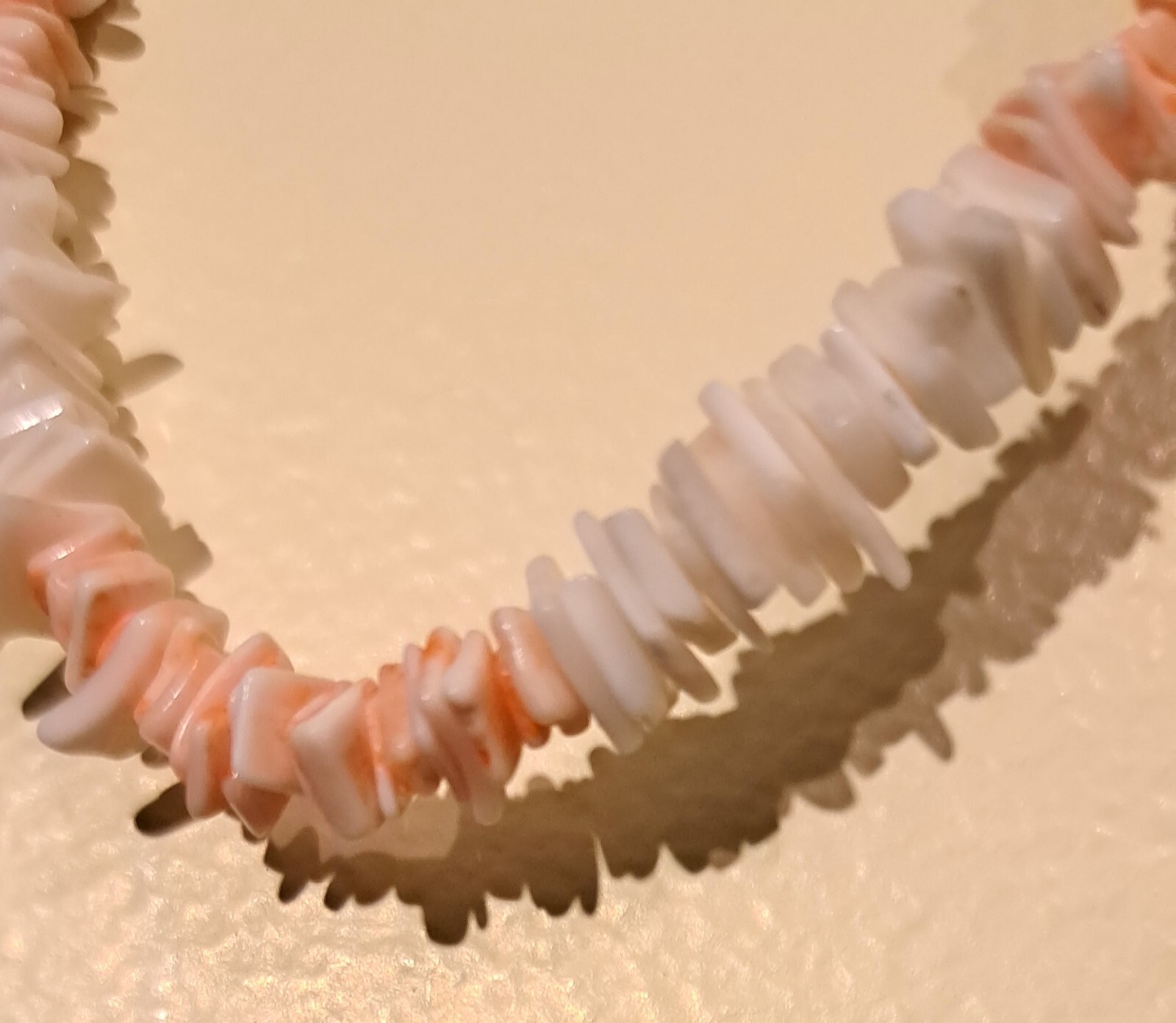 White & Orange Puka Shell Necklace Tropical Beach Fashion Jewelry