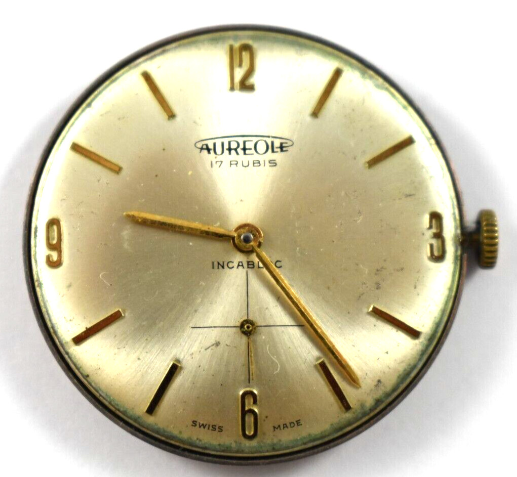 Vintage Swiss Made Aureole Manual Wind 17 Jewels Wrist Watch Movement lot.ff