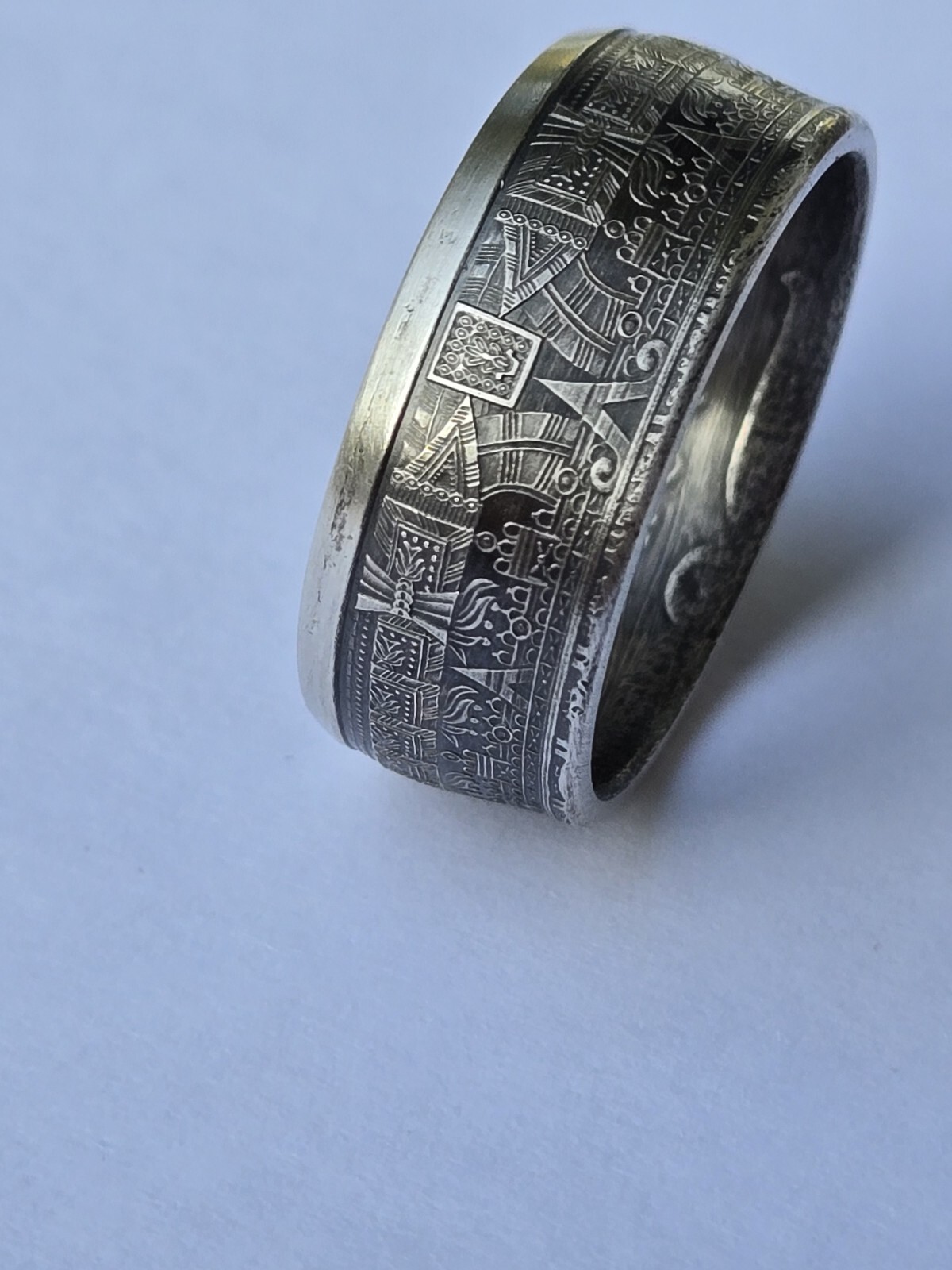 Aztec Calender .999 Pure Silver COIN RING Azteca Mayan Sz 8-14 Stars & Celestial