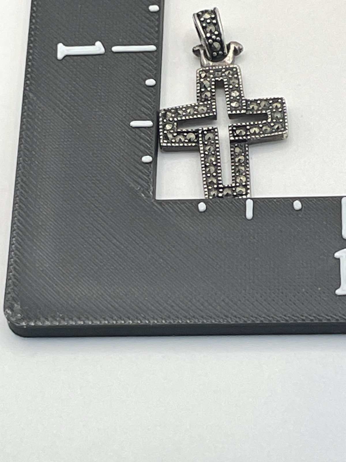 Vintage Sterling Silver Marcasite Cross Pendant