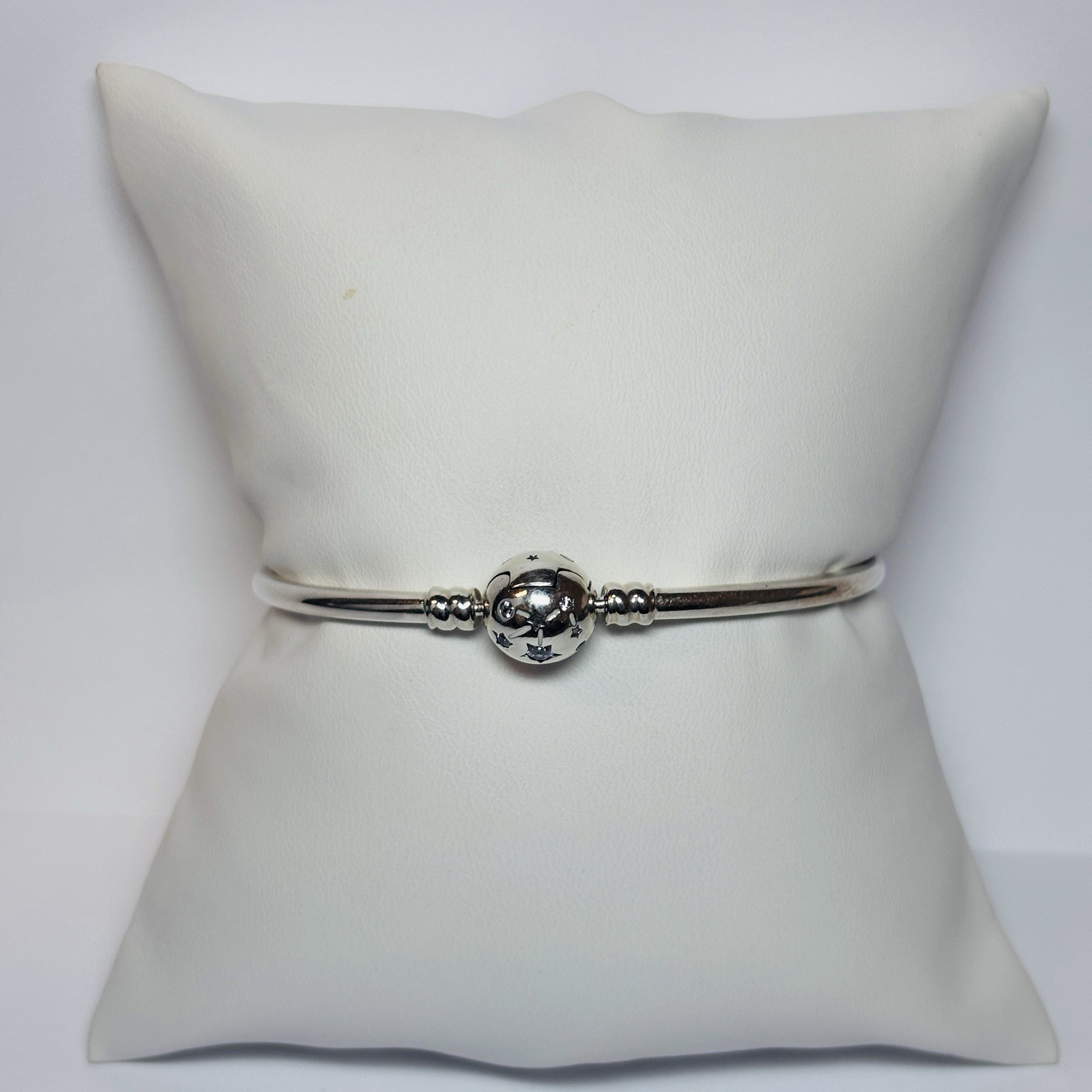 Pandora Sterling Silver Stars and Galaxy Bangle Bracelet 590009C01 7in -.31