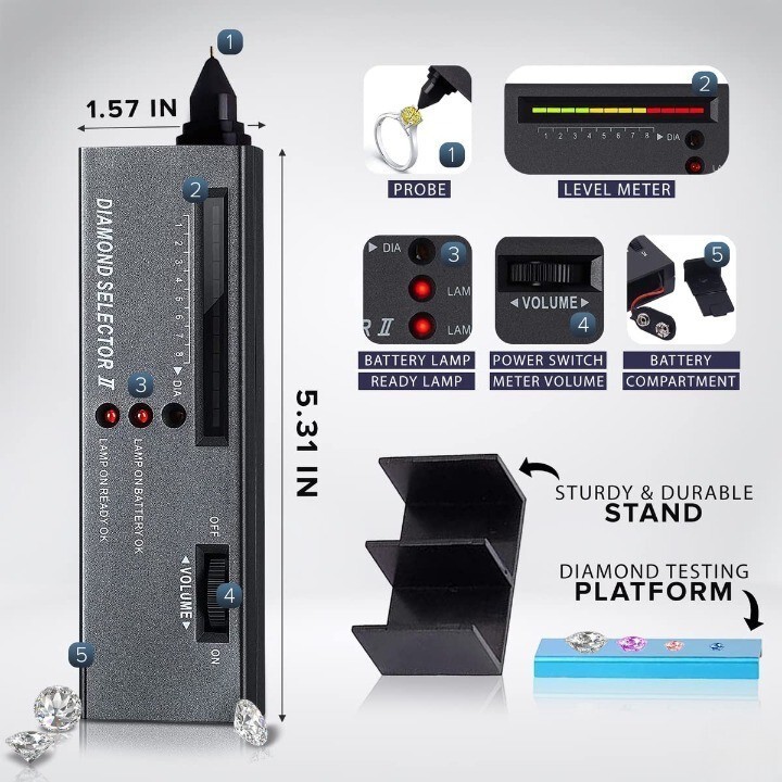 Portable diamond tester selector with lighting new pearl stone detection kit-US