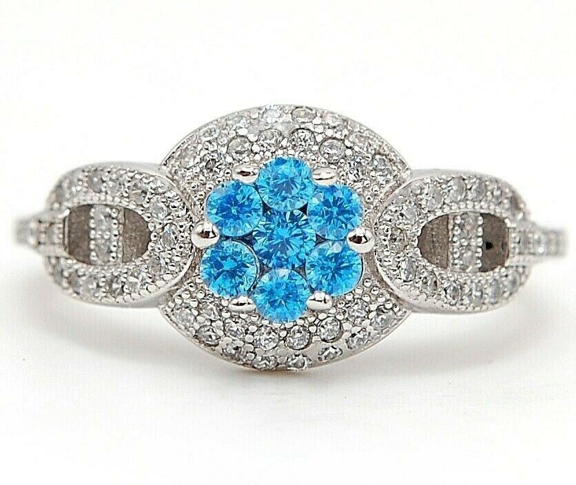 Heat Treated 2CT Blue Topaz 925 Sterling Silver Ring Jewelry Sz 6 UB3-3