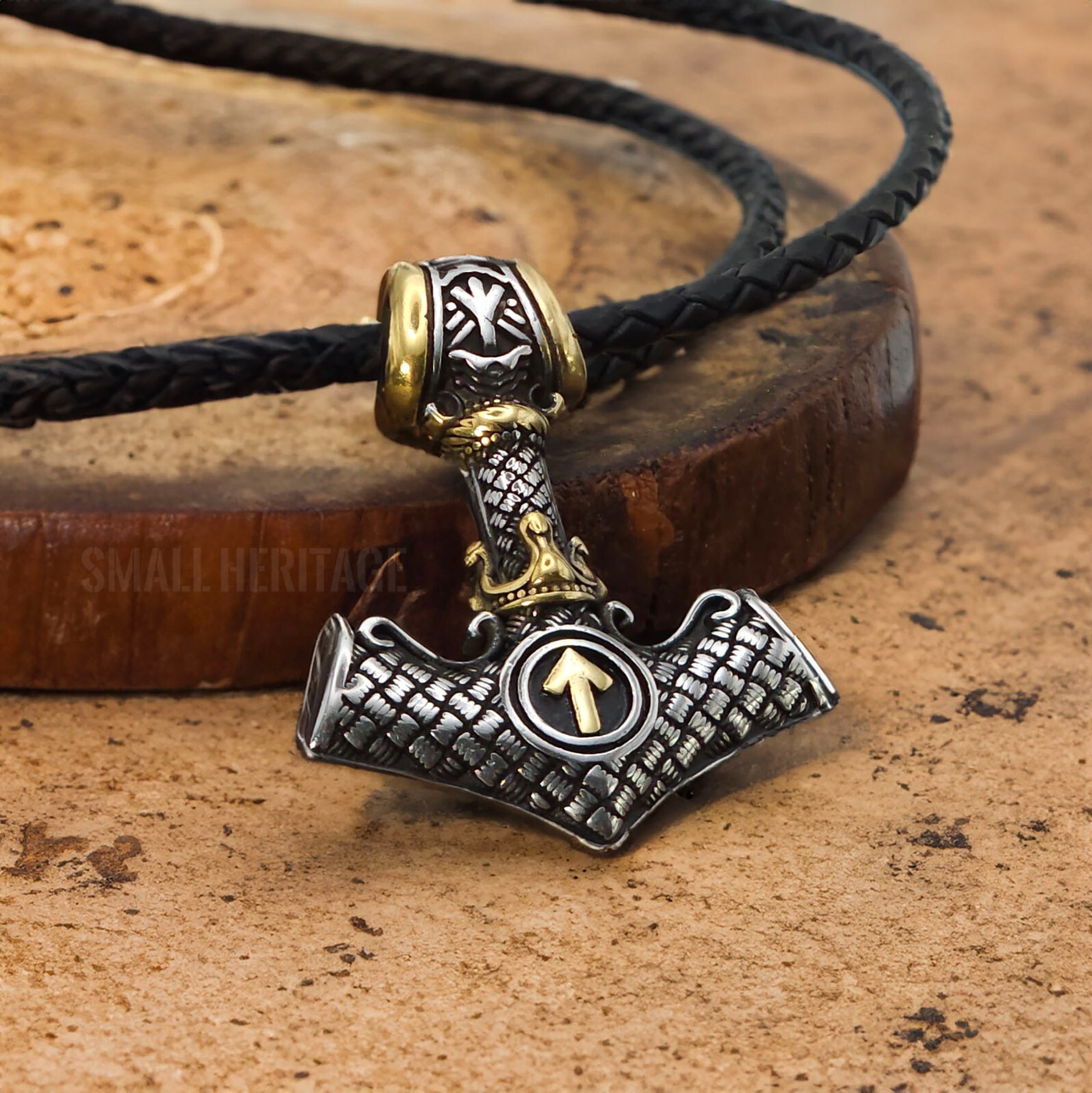 Norse Mjolnir Viking Necklace Stainless Steel Hammer Pendant Tiwaz Rune Valknut