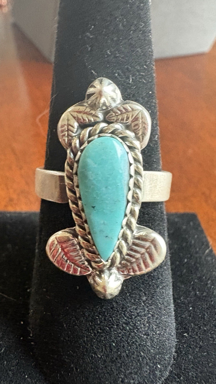 Stunning White Water Turquoise Ring Size 7-9 Adjustable- 925 Sterling Silver