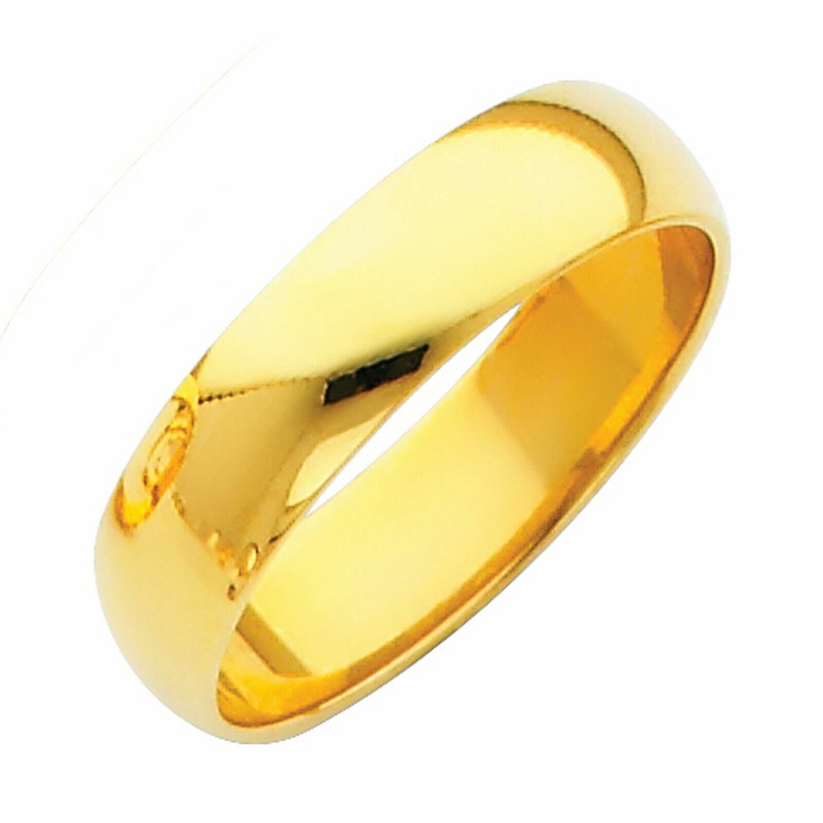 Solid 14K Yellow Gold 2mm 3mm 4mm 5mm 6mm Comfort Fit MenWomen Wedding Band Ring