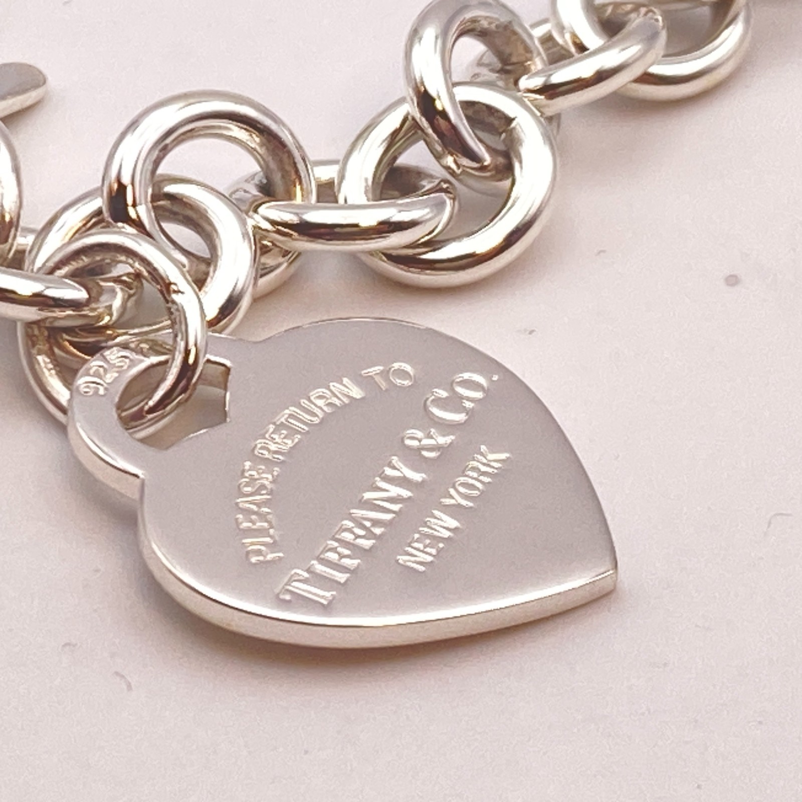 Tiffany & Co. Return to Heart Tag Chain Bracelet 925 Silver 6 1/2″ 33.6g