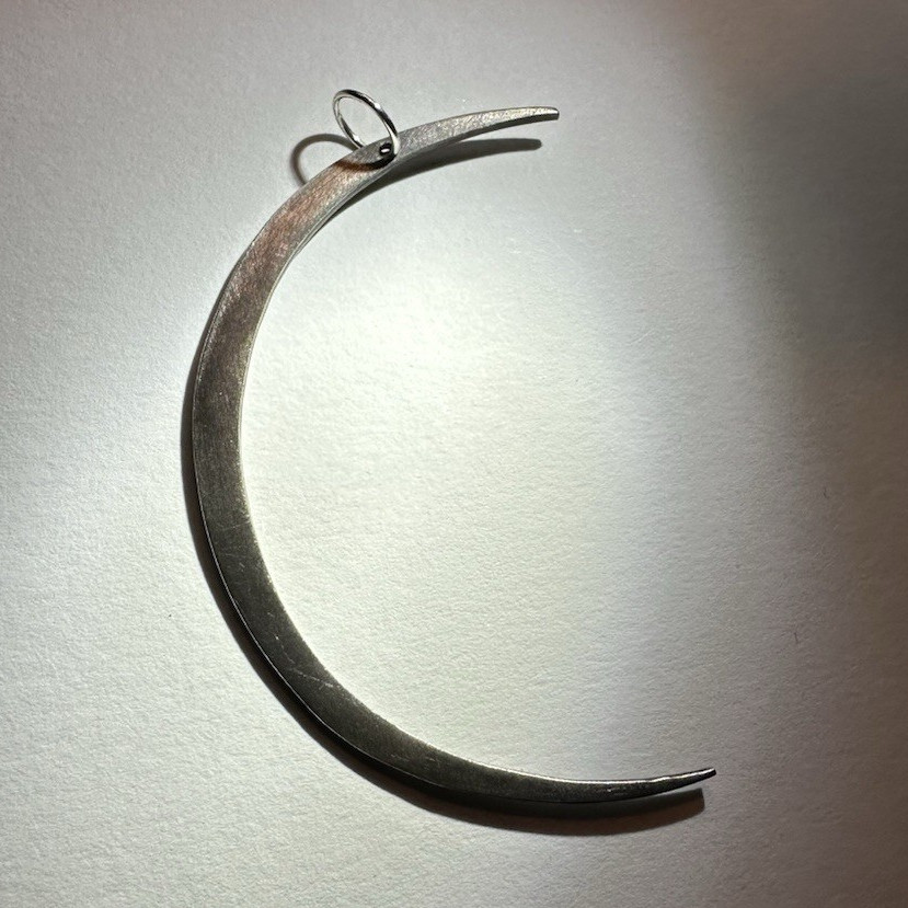Handmade Sterling or 999 Silver Crescent Pendant, 2+ in from Etsy Boutique