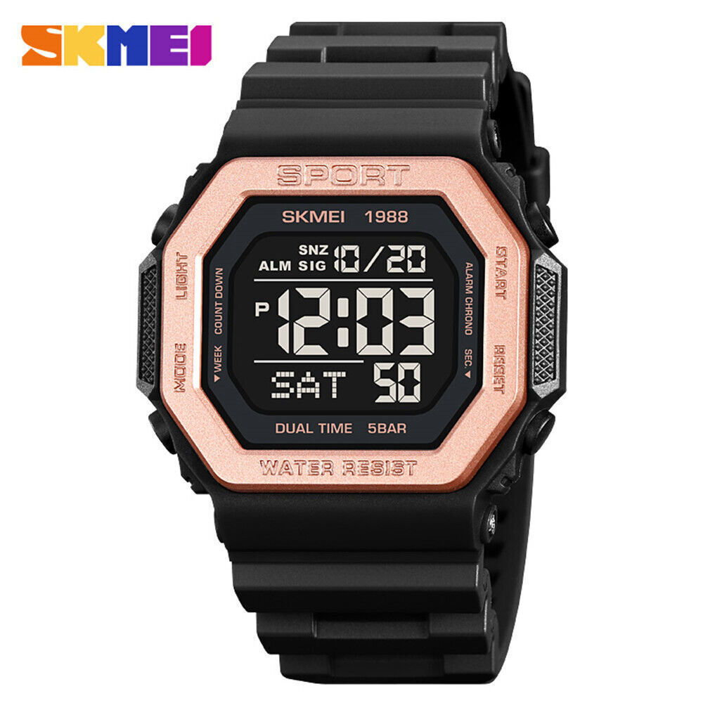 SKMEI Men Watch Rectangle Sport Watches Students Boy LED Date Digital Wristwatch