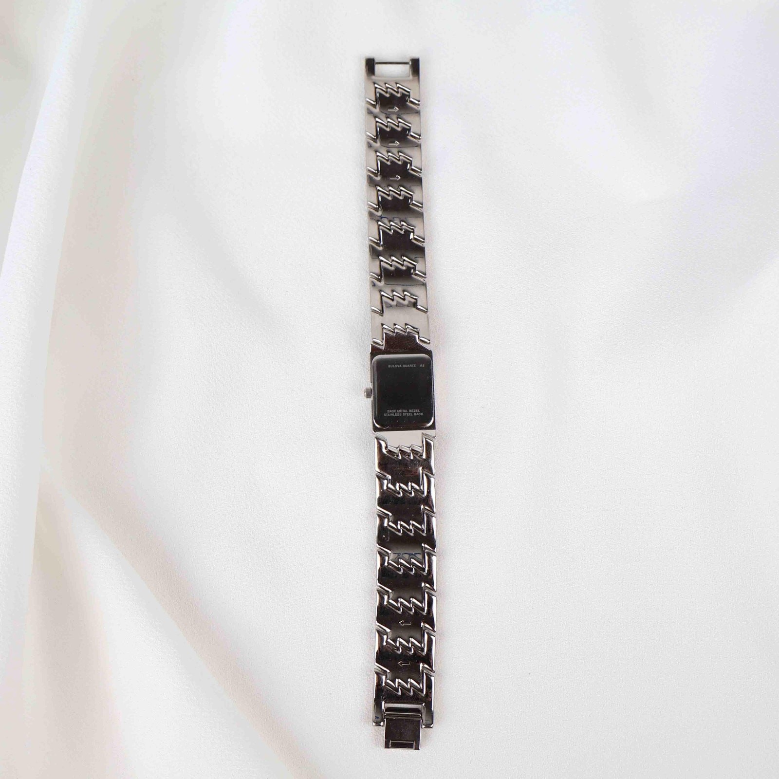 Vintage Silver Tone Bulova Watch with Rectangle Watch Face