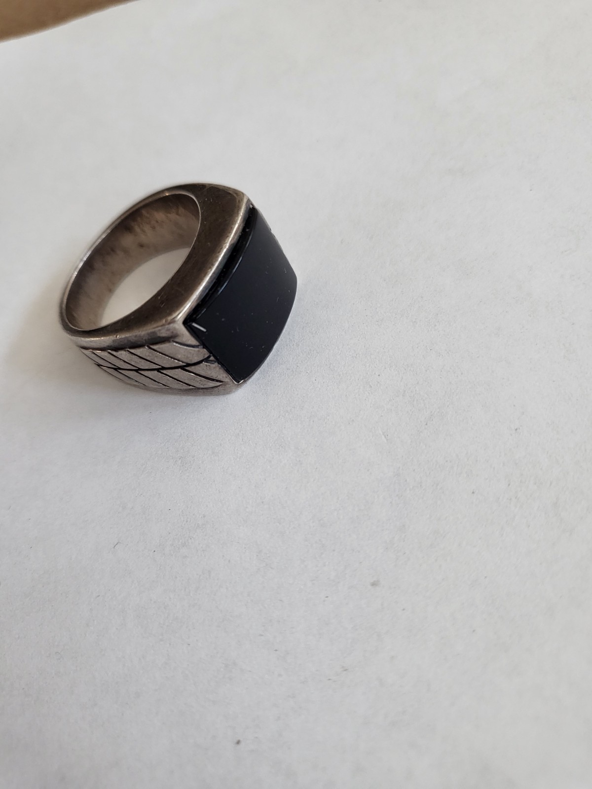 Heavy Ring T&C 925 Sterling Silver Black Onyx, 25.5 G, Size 10.5