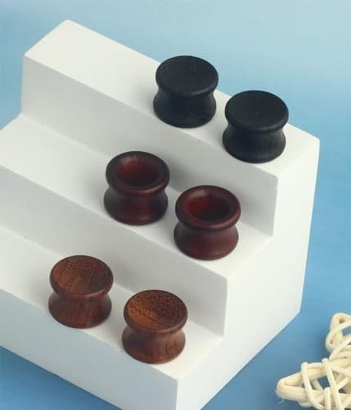 3 Pairs Gauges For Ears Wood Saddle Fit Solid Organic Earrings Plug Gauges