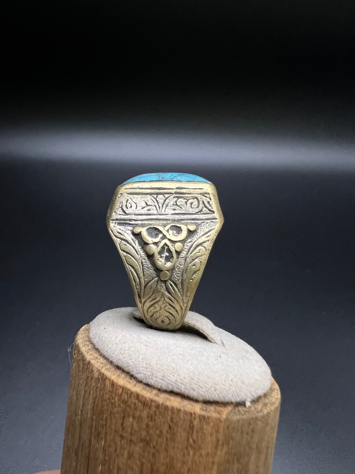 Rare Antique Turquoise Ring Size 10 Handmade Turquoise Statement Ring Artisan