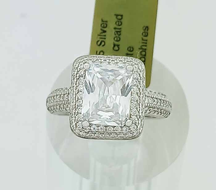 LAB CREATED 3.17 Cts WHITE SAPPHIRE RING SOLID .925 STERLING SILVER – NWT