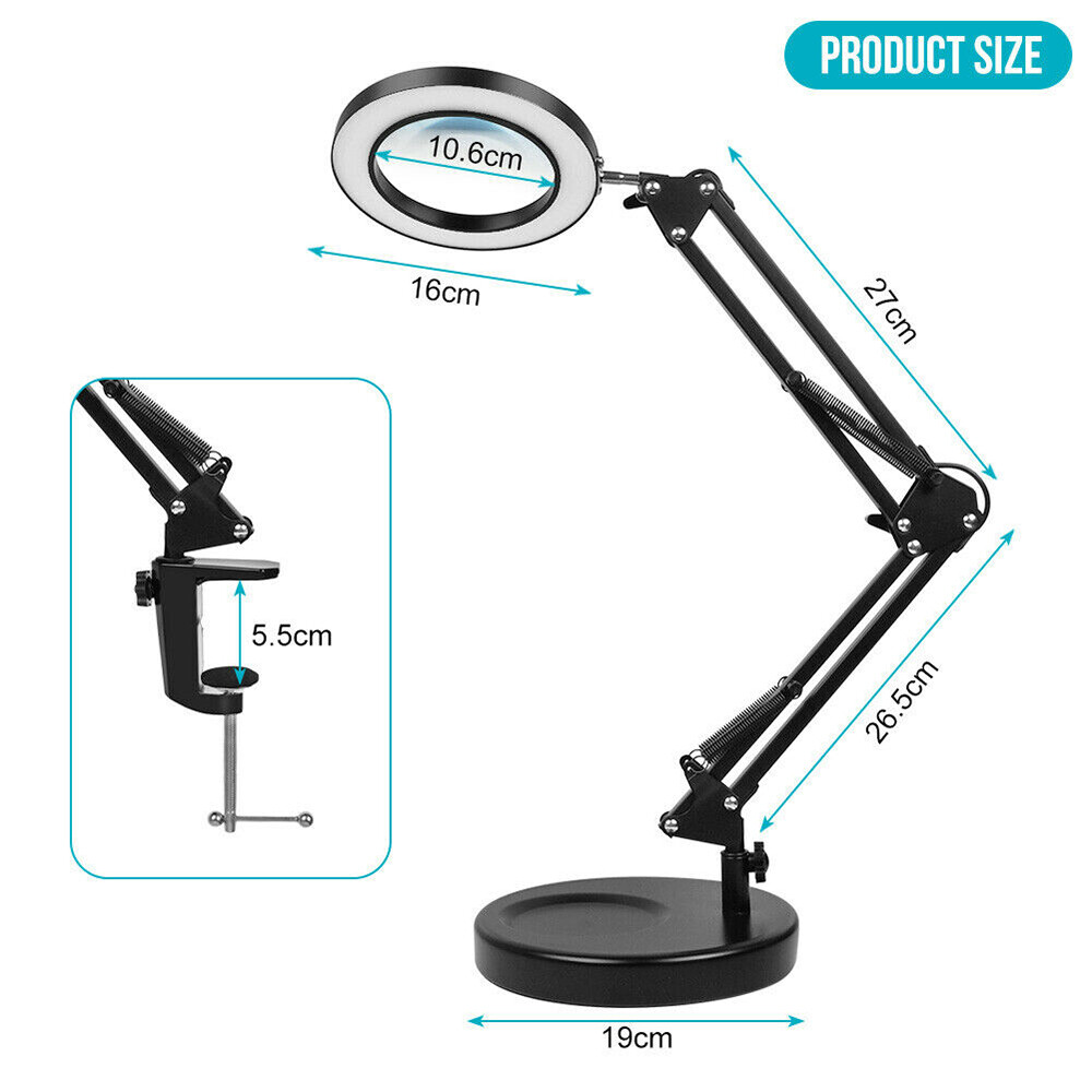 10X Magnifying Glass with LED Light Magnifier Crafts Reading Desk Stand Lamp NEW