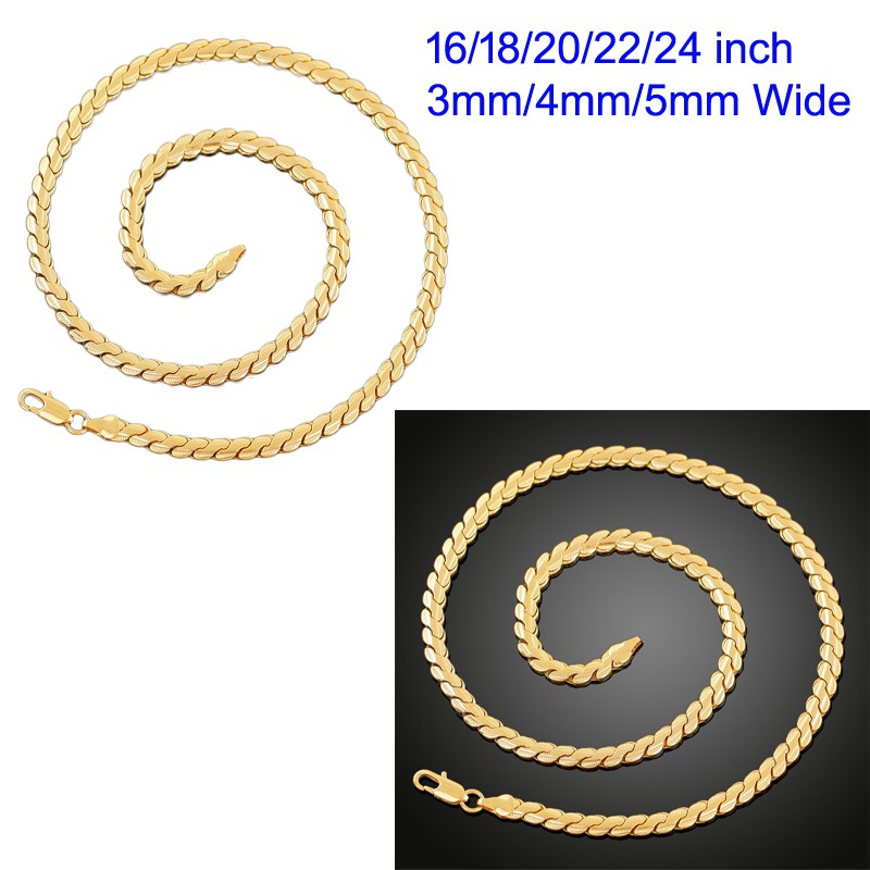 Designer Inspired 18K Filled 3mm/5mm Diamond-Cut Curb Link Chain Necklace P801