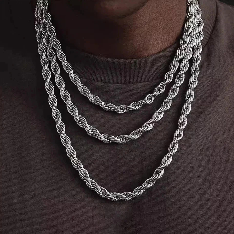 New Men’s Italian 4mm Diamond Cut Rope Chain Solid 925 Sterling Silver Necklace