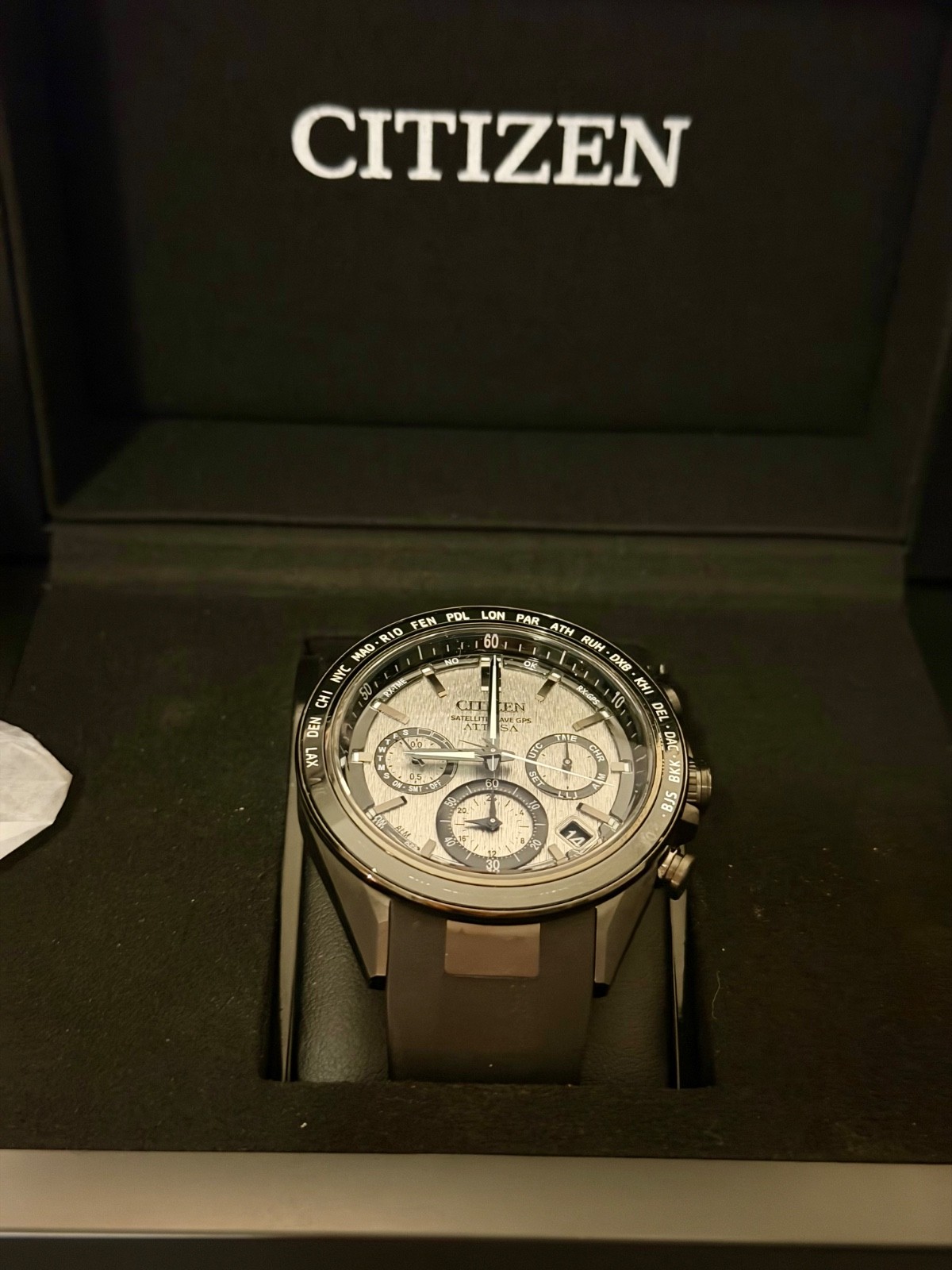 Citizen Men’s Attesa Satellite Date Day Eco-Drive Black Watch 44MM CC4055-14H