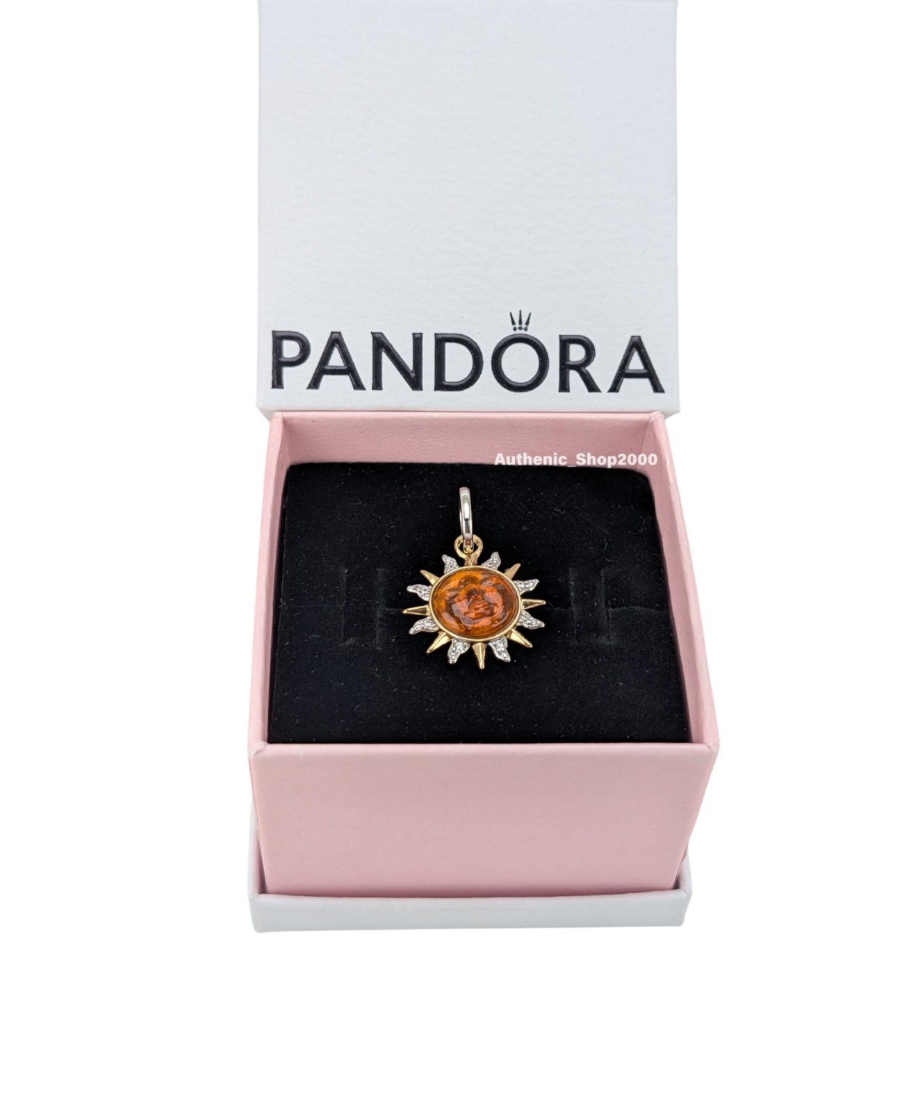 New 100% Authentic PANDORA 14k Gold P 925 Murano Swirling Sun Charm 764703C01