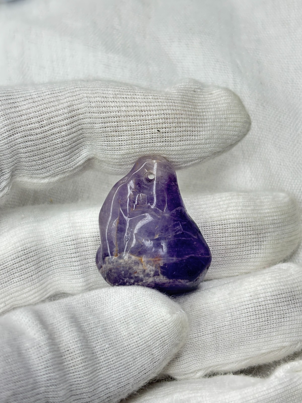 Natural Amethyst Carved Bird Pendant With Drill Hole Loose Gemstone Purple