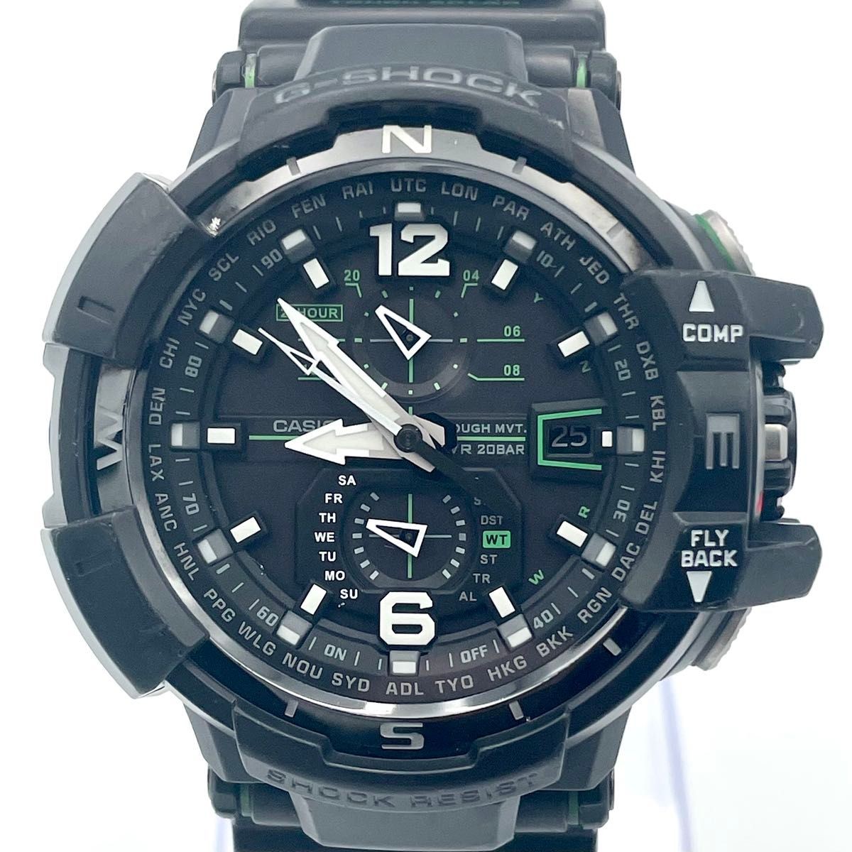 CASIO G SHOCK Watch Sky Cockpit Gravity Master Green GW A1100 1A3JF Working